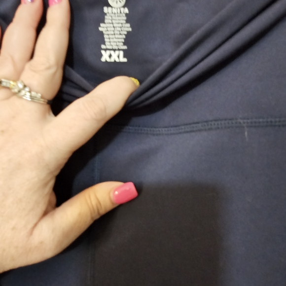 Senita Athletics Navy Leggings with Pink and Yellow Accents - Picture 3 of 5